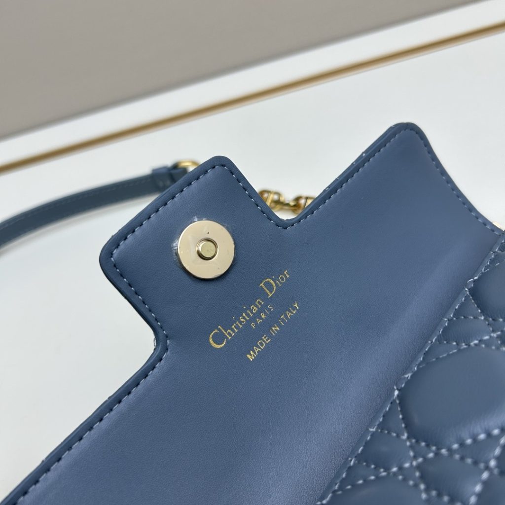 Dior Lady Mini in Cannage Lamé Quilted Leather with Magnetic Snap Designer Bag