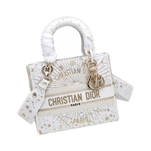 Dior Lady in Cannage Oblique Canvas with Gold Embroidery and Magnetic Snap for Handheld Carry