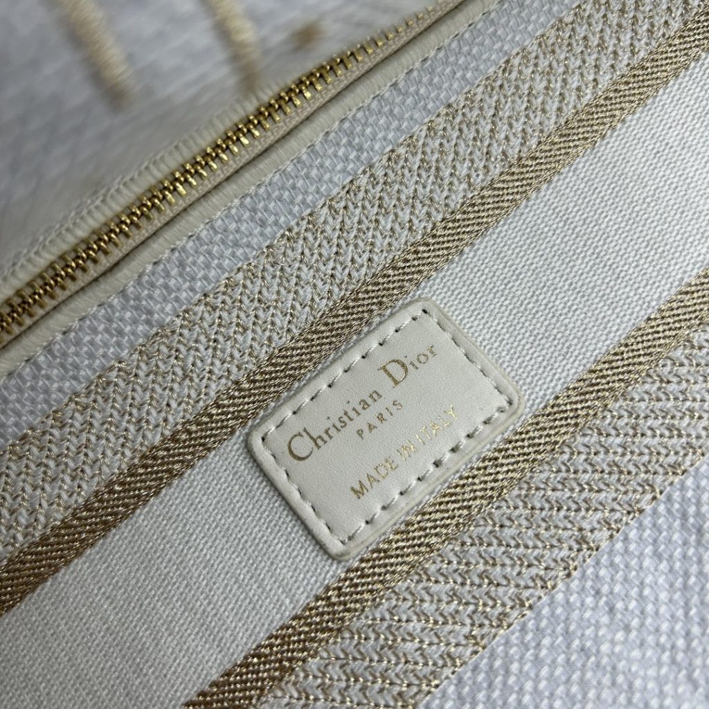 Dior Lady in Cannage Oblique Canvas with Gold Embroidery and Magnetic Snap for Handheld Carry
