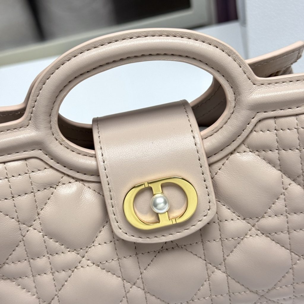 Dior Book Tote in Cannage Matelassé Lambskin with Open Top Closure for HandheldShoulderCrossbody