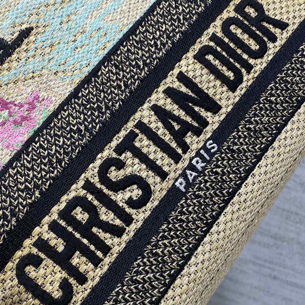 Christian Dior Book Tote in Canvas with Open Top Closure for Hand CarryShoulder 25cm Designer Bag