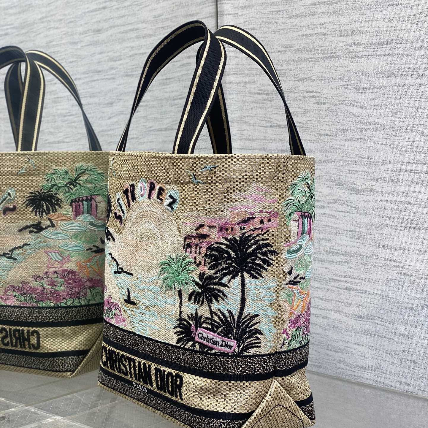 Christian Dior Book Tote in Canvas with Open Top Closure for Hand CarryShoulder 25cm Designer Bag