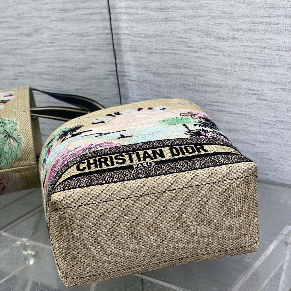 Christian Dior Book Tote in Canvas with Open Top Closure for Hand CarryShoulder 25cm Designer Bag