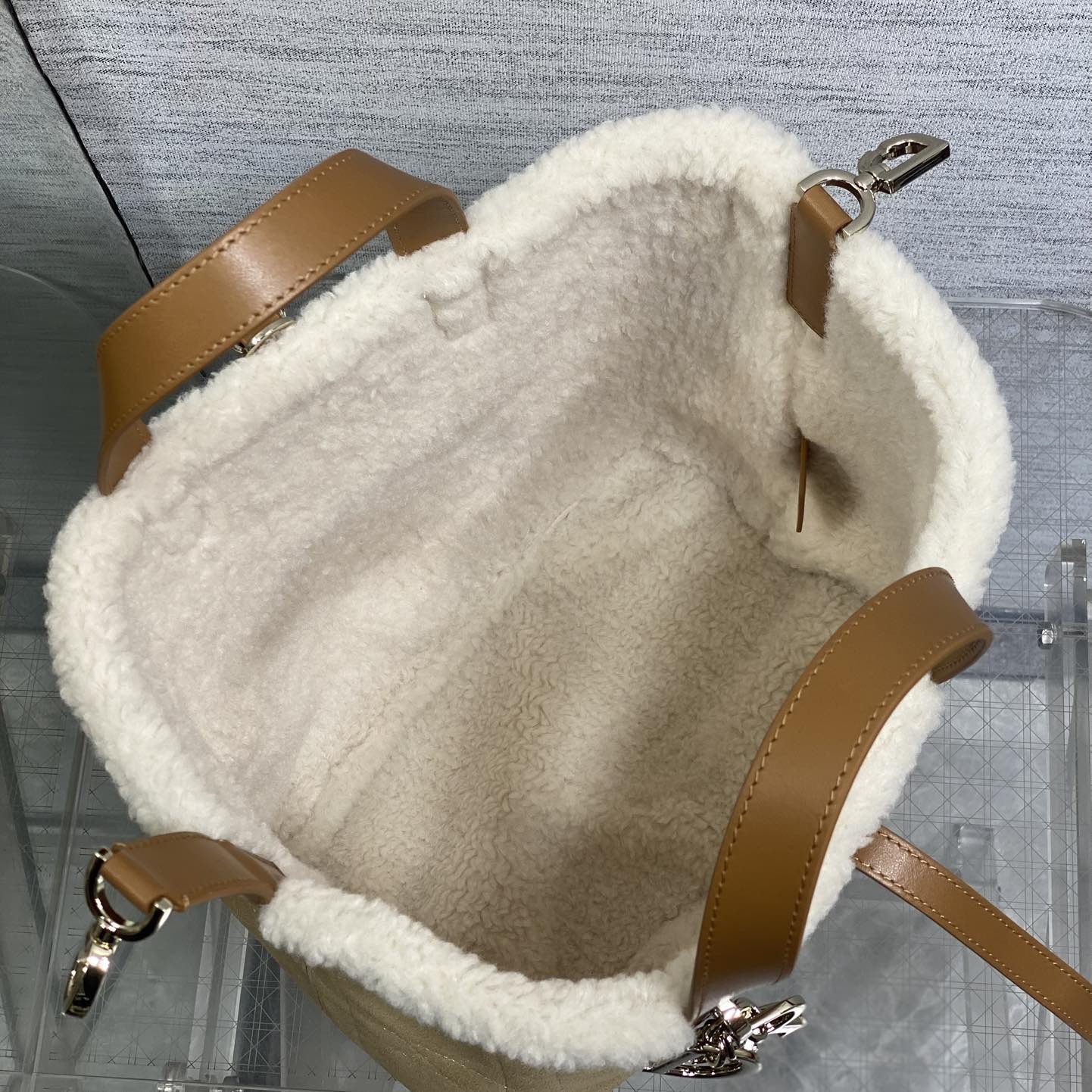 Dior Book Tote in Suede with Open Top for Handheld Shoulder Carry 25cm in Beige Color