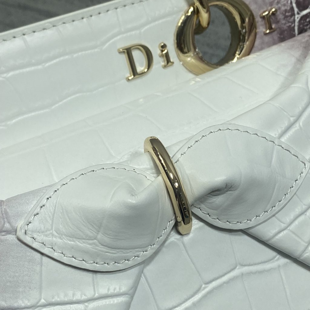 Dior Lady in Calfskin with Crocodile Print and Magnetic Snap for Handheld Shoulder Carry