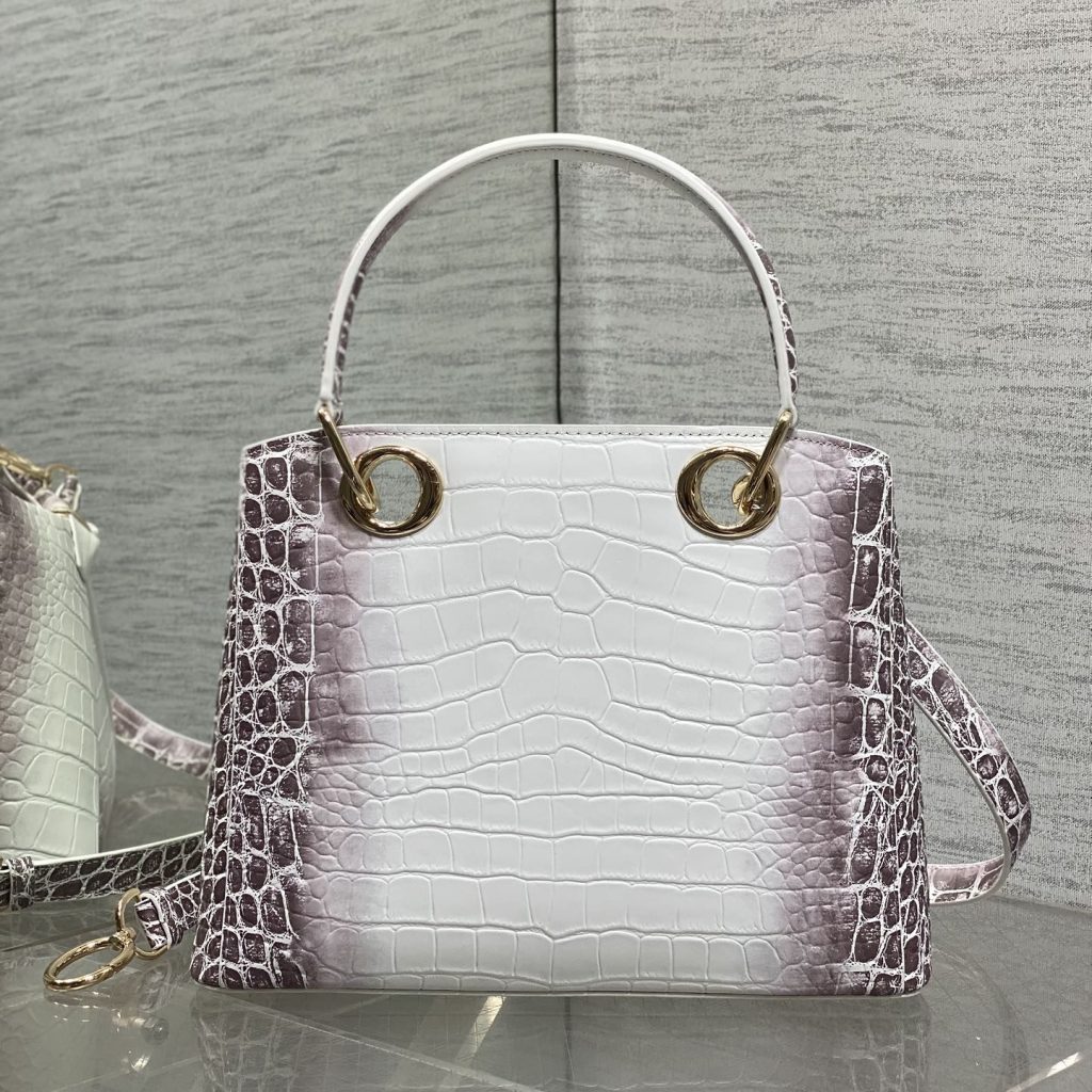 Dior Lady in Calfskin with Crocodile Print and Magnetic Snap for Handheld Shoulder Carry