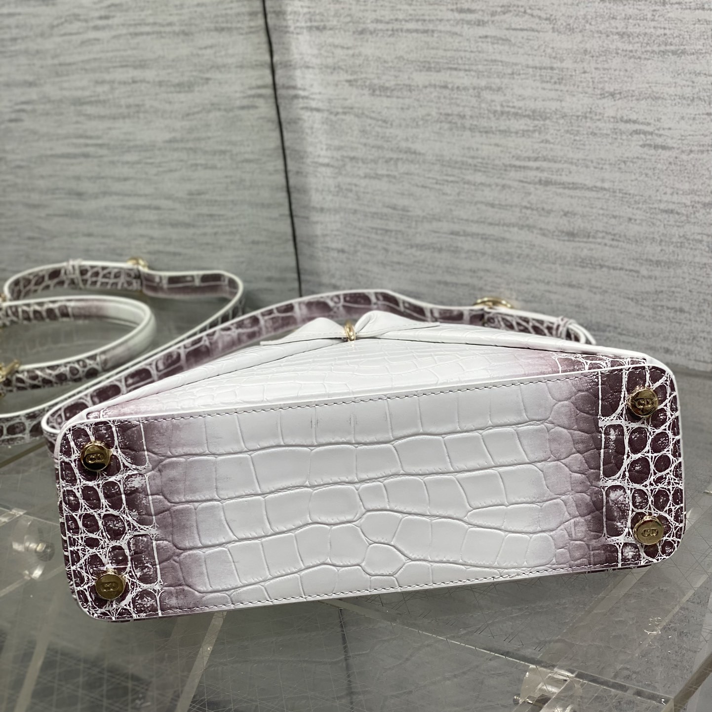 Dior Lady in Calfskin with Crocodile Print and Magnetic Snap for Handheld Shoulder Carry