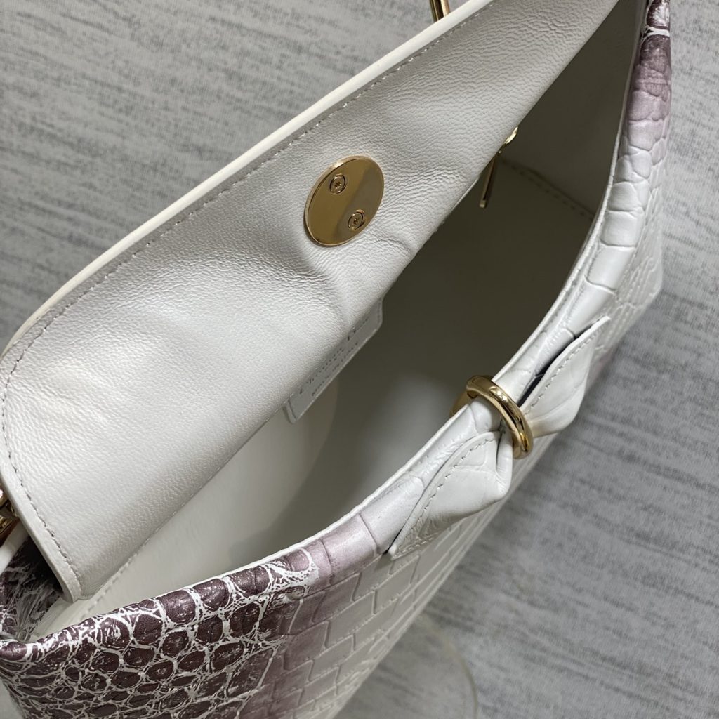 Dior Lady in Calfskin with Crocodile Print and Magnetic Snap for Handheld Shoulder Carry