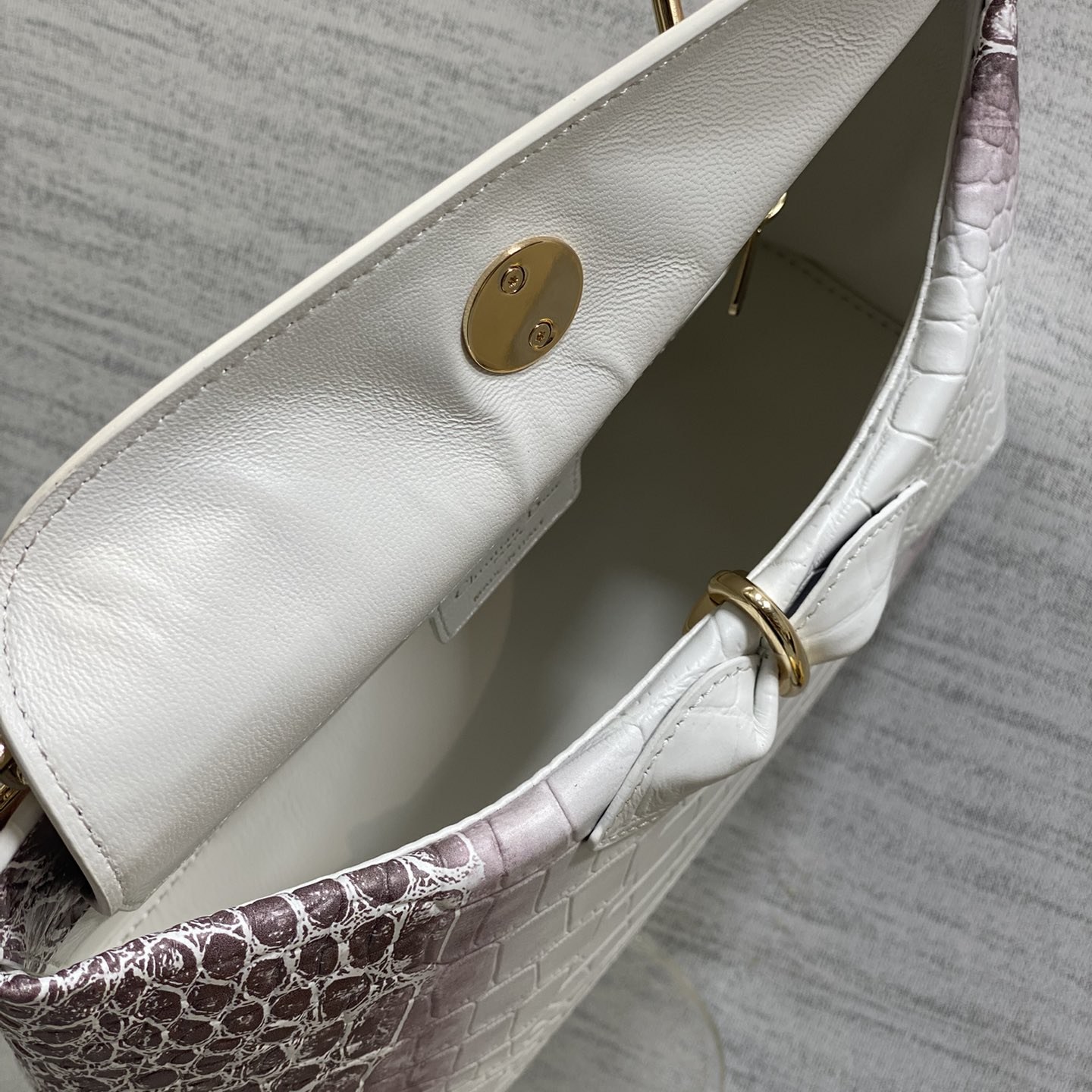 Dior Lady in Calfskin with Crocodile Print and Magnetic Snap for Handheld Shoulder Carry