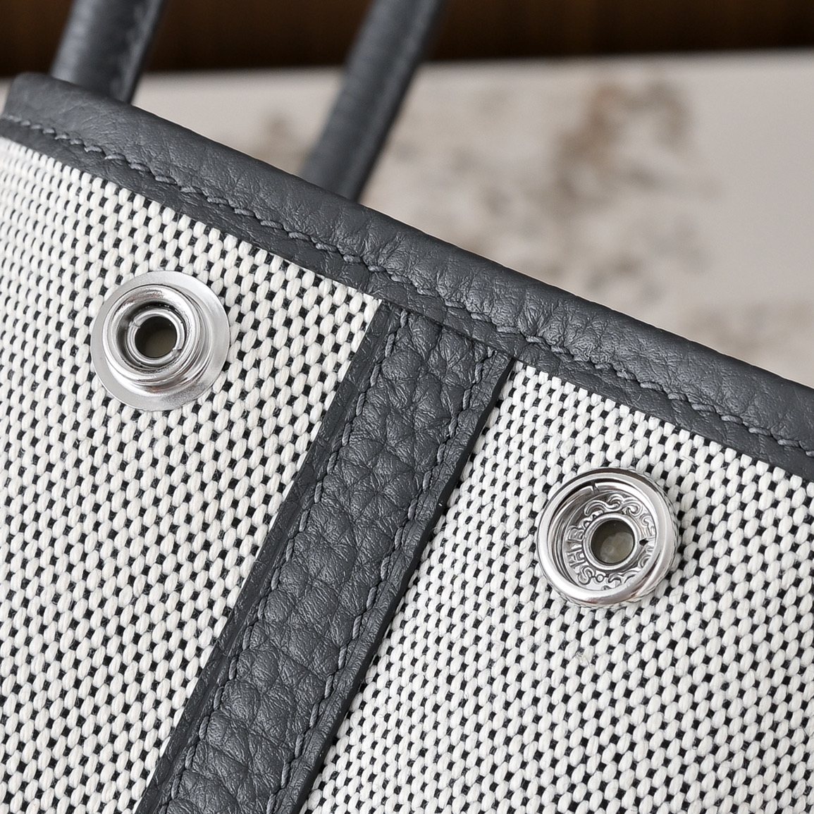 Hermès Picotin Lock in Canvas and Togo Leather with Magnetic Snap for Handheld Carry