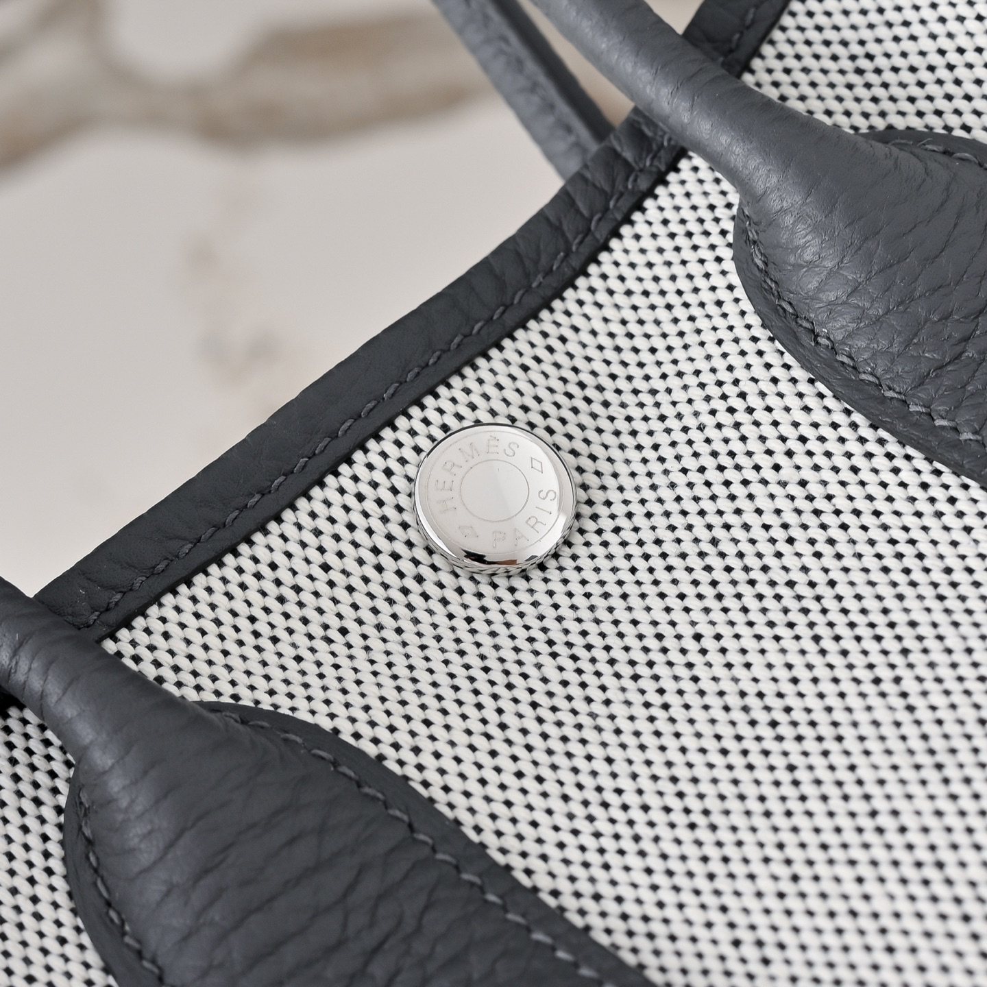 Hermès Picotin Lock in Canvas and Togo Leather with Magnetic Snap for Handheld Carry