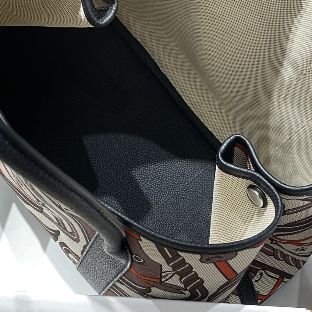 Hermès Garden Party 30 in Toile H Canvas with Vache Noir Leather Trim for Hand and Shoulder Carry