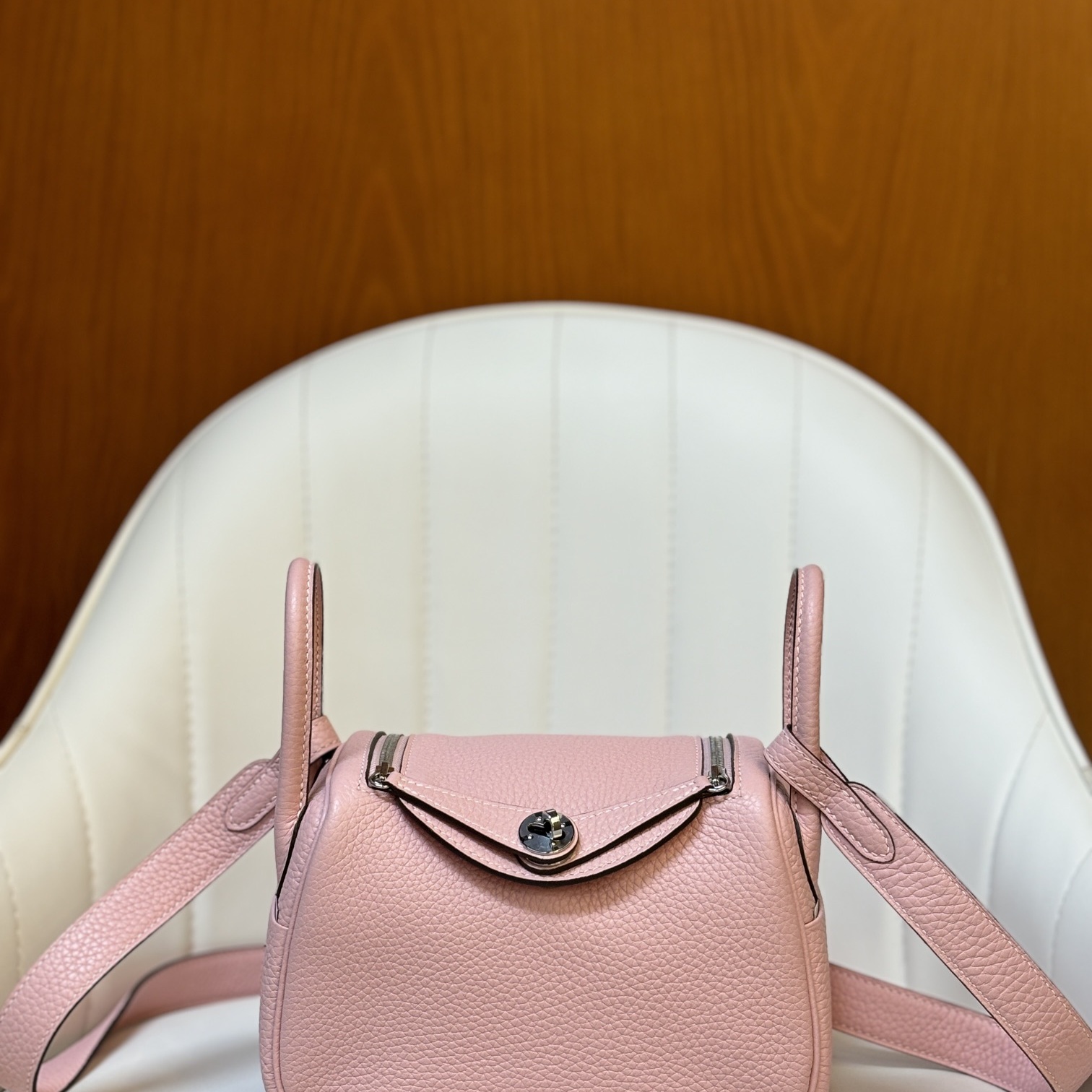 Longchamp Le Pliage Backpack Mini in Calfskin with Magnetic Snap and Zip and Gold Hardware