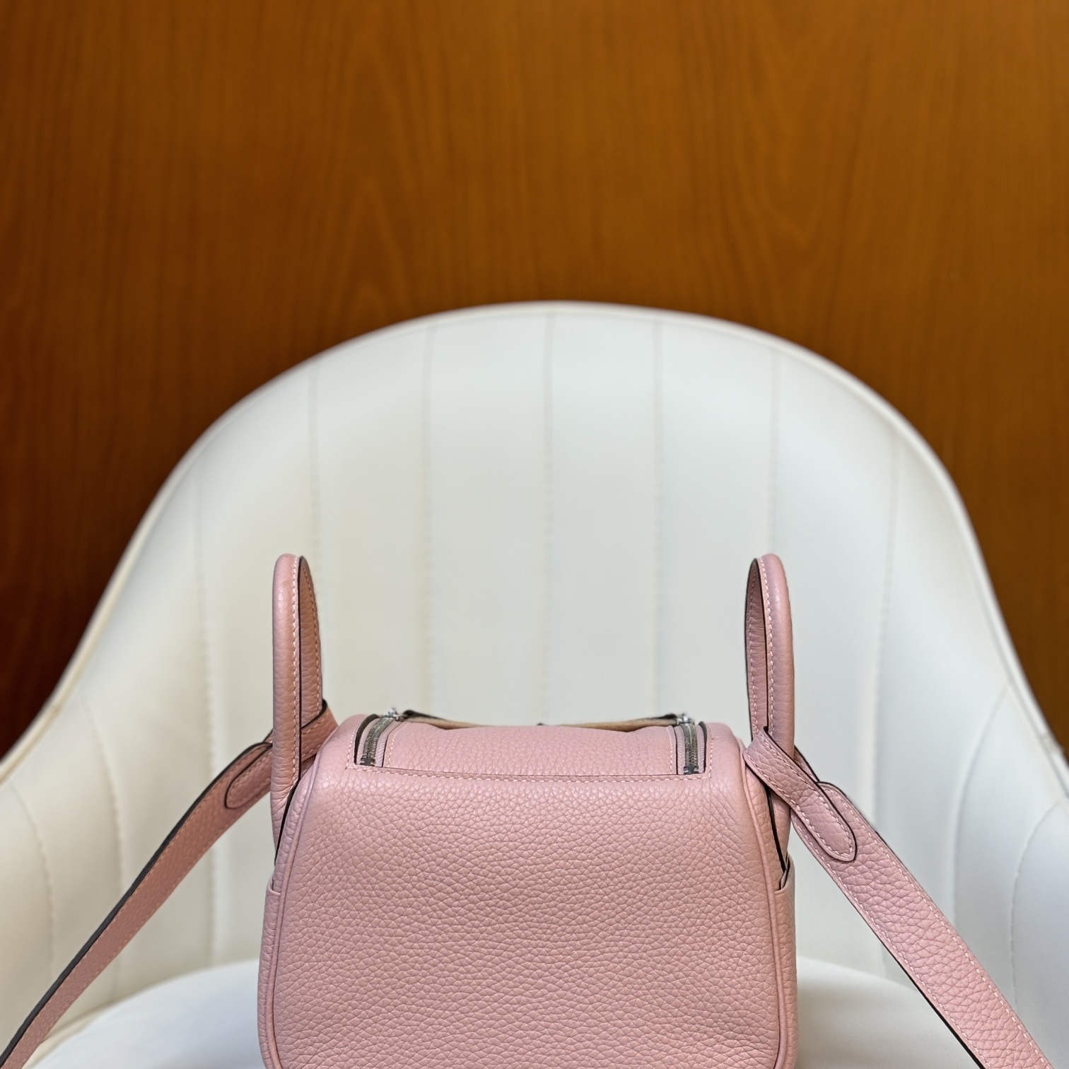 Longchamp Le Pliage Backpack Mini in Calfskin with Magnetic Snap and Zip and Gold Hardware