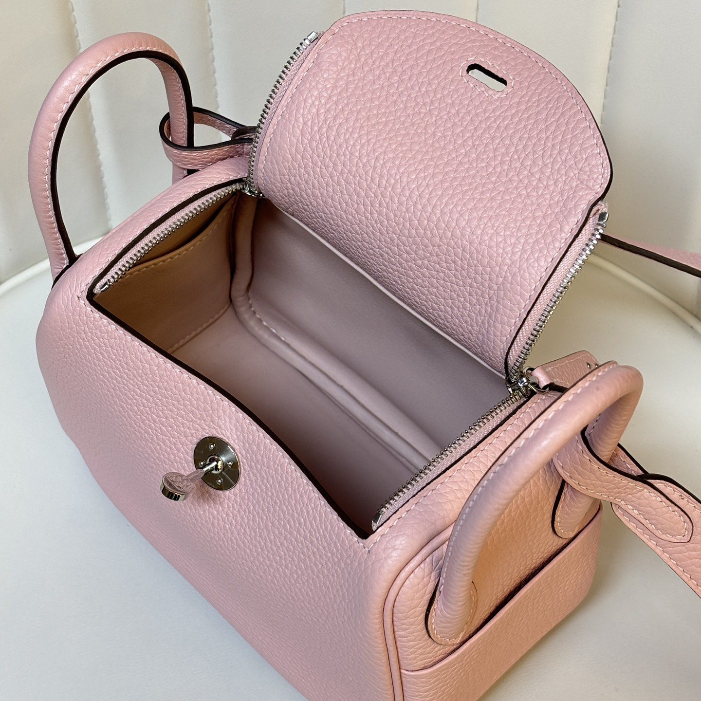 Longchamp Le Pliage Backpack Mini in Calfskin with Magnetic Snap and Zip and Gold Hardware
