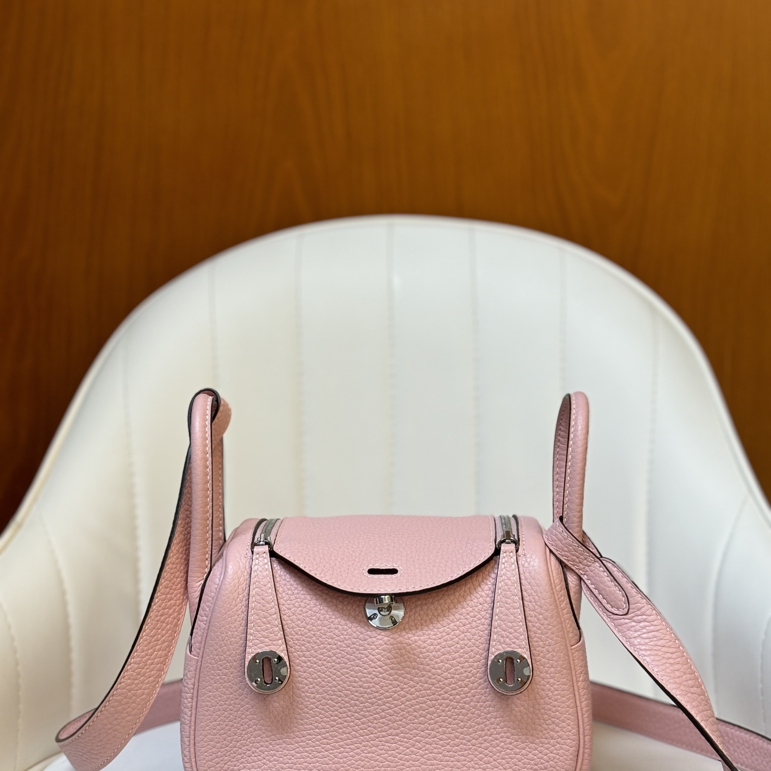 Longchamp Le Pliage Backpack Mini in Calfskin with Magnetic Snap and Zip and Gold Hardware