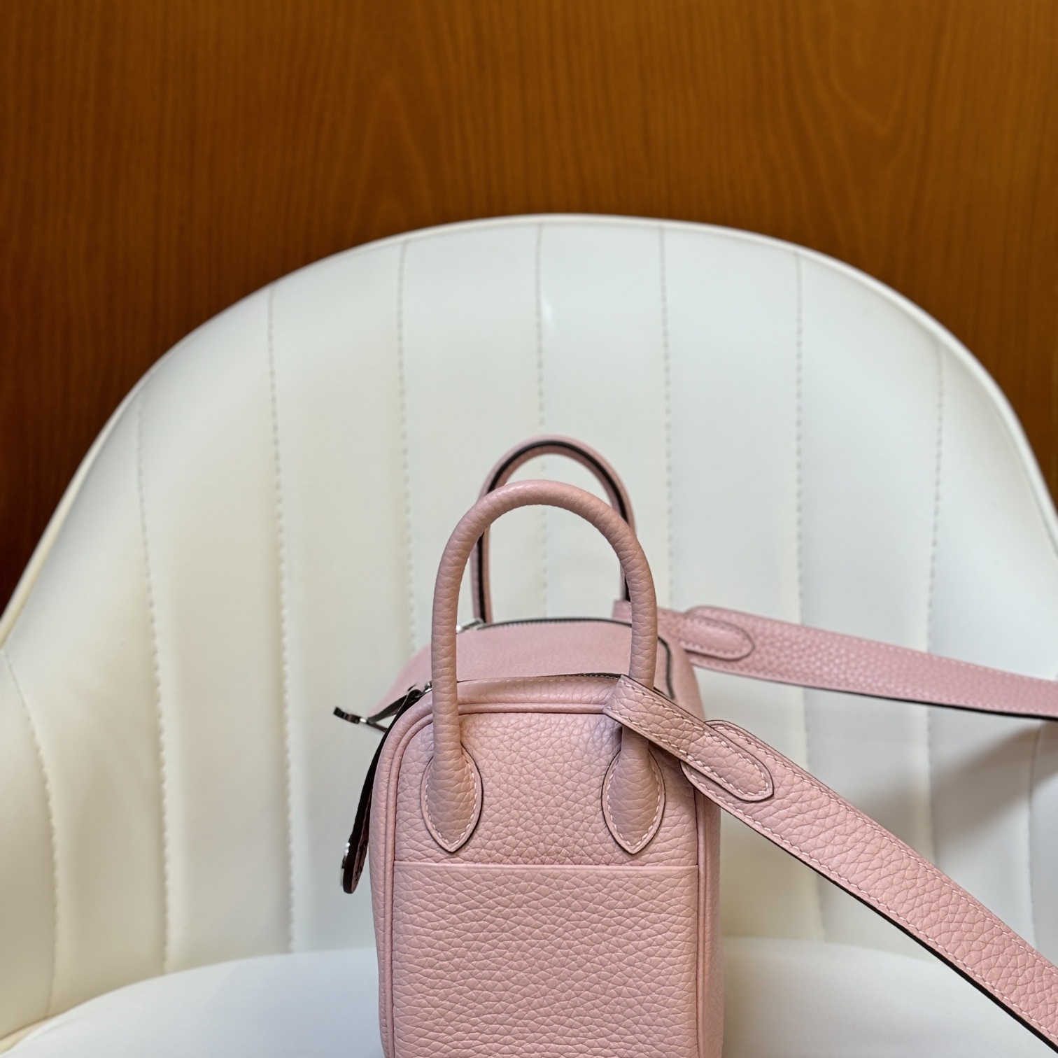 Longchamp Le Pliage Backpack Mini in Calfskin with Magnetic Snap and Zip and Gold Hardware