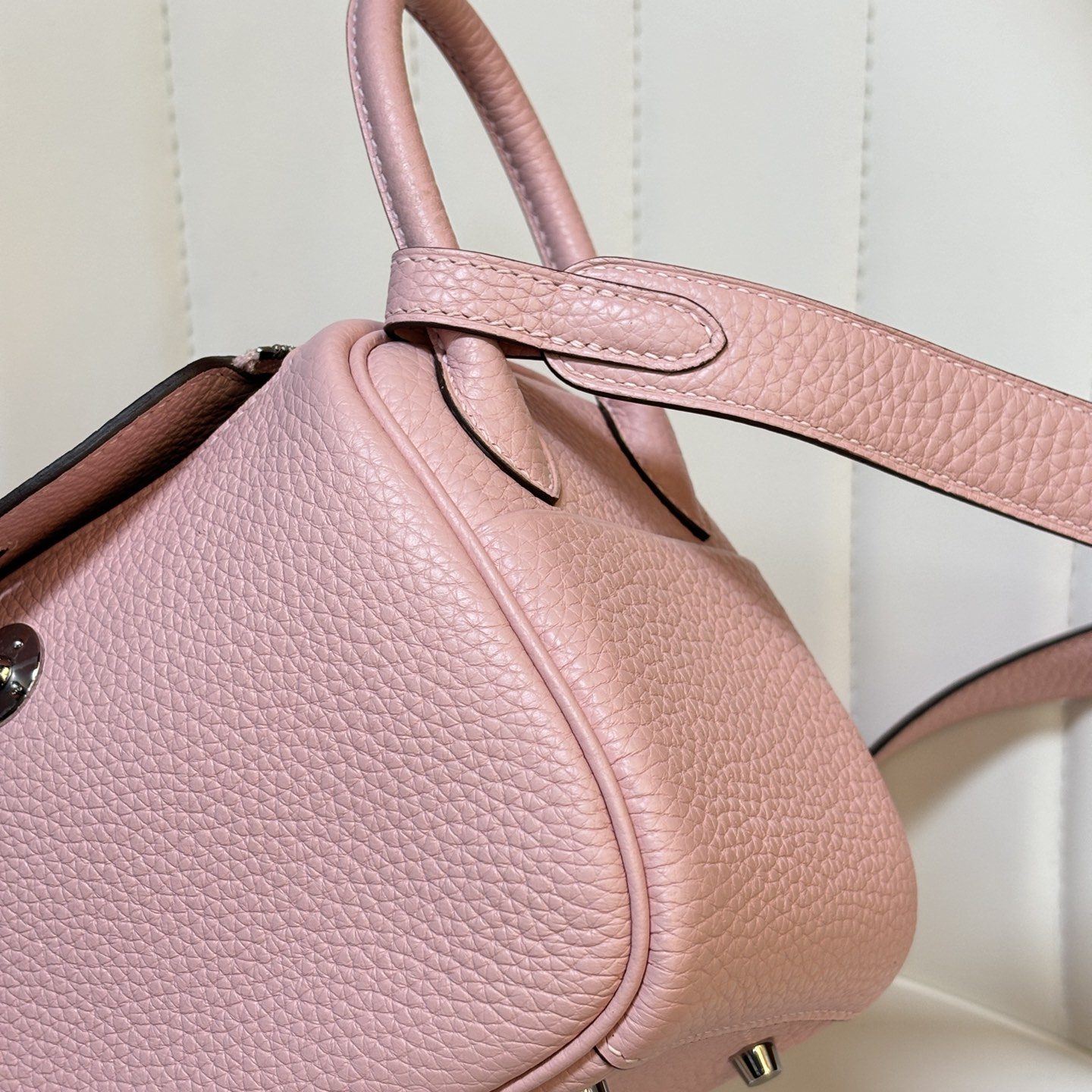 Longchamp Le Pliage Backpack Mini in Calfskin with Magnetic Snap and Zip and Gold Hardware