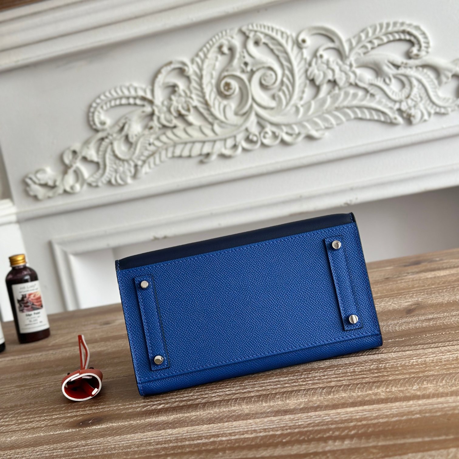 Hermes Birkin 30 in Blue Epsom Leather with Poros Crocodile Trim and Turn-lock for Hand Carry Bag