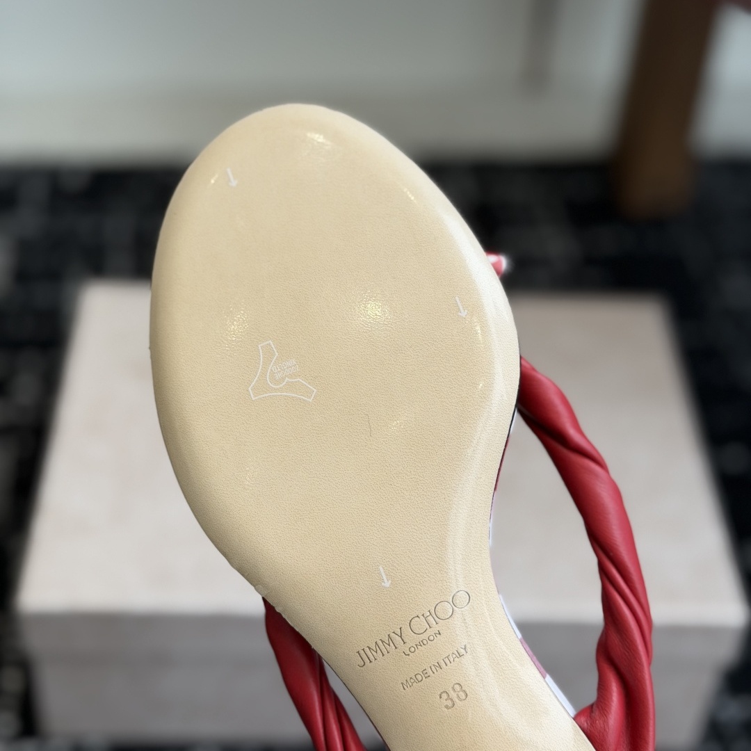 Jimmy Choo Bow Knot Kitten Heel Open-Toe Slide Slippers in Soft Lambskin with Italian Leather Sole