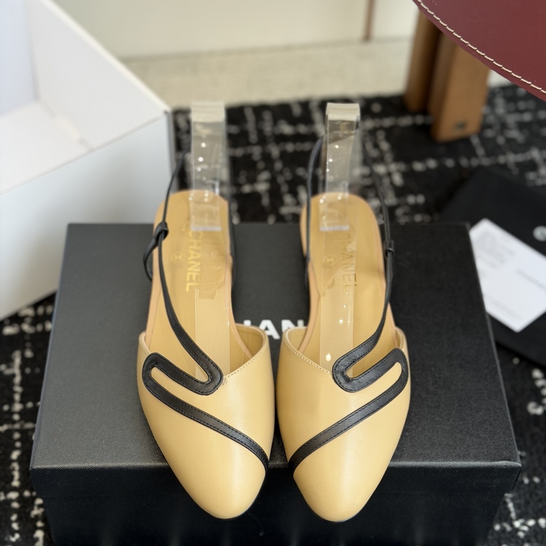 Chanel Gold Flow Line High Heel Open-Toe Slingback Sandals