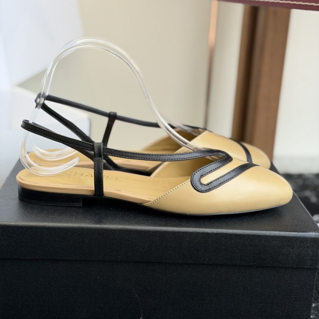Chanel Gold Flow Line High Heel Open-Toe Slingback Sandals