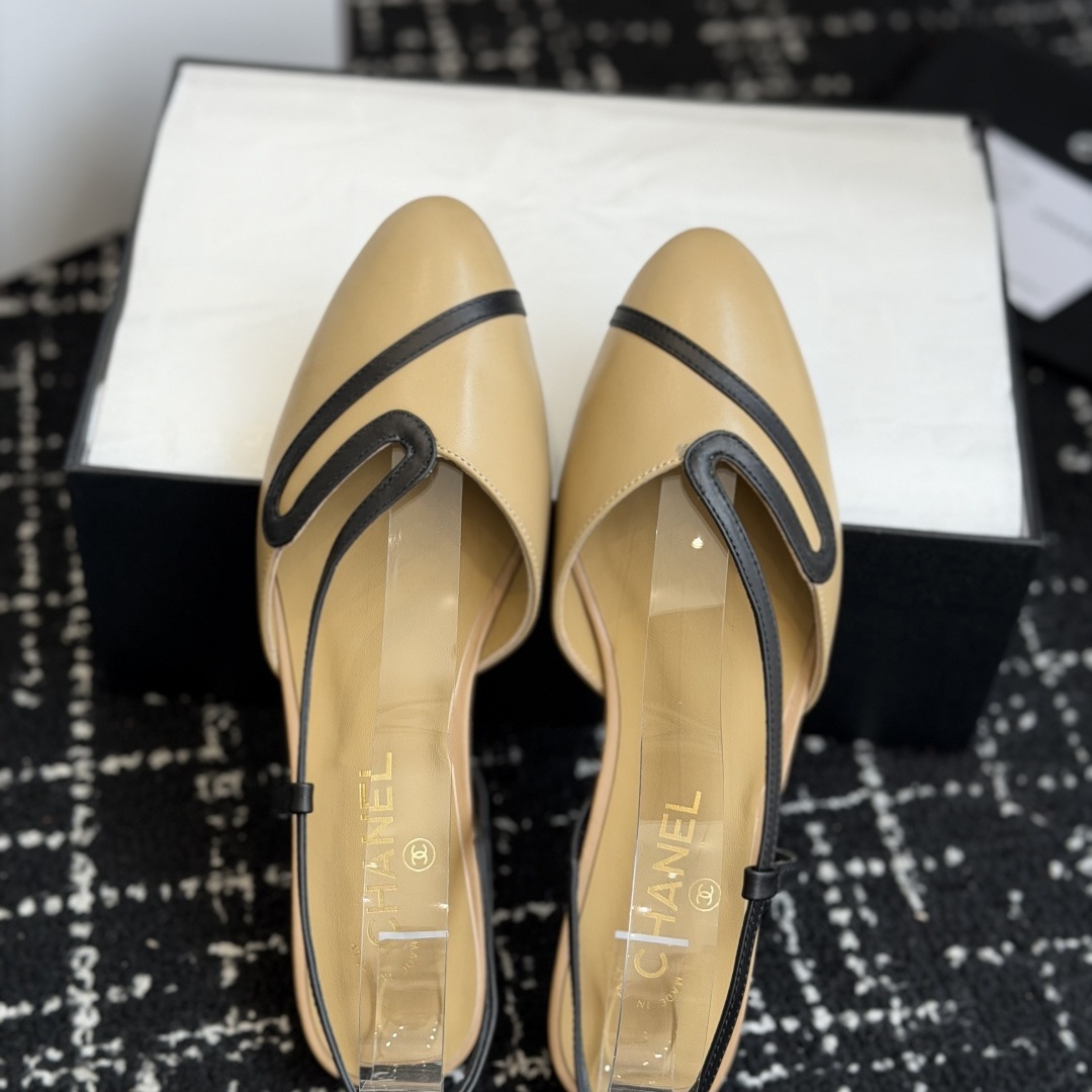 Chanel Gold Flow Line High Heel Open-Toe Slingback Sandals