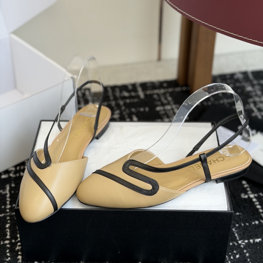 Chanel Gold Flow Line High Heel Open-Toe Slingback Sandals