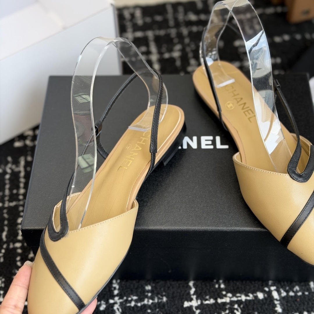 Chanel Gold Flow Line High Heel Open-Toe Slingback Sandals