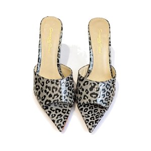 Gianvito Rossi Pointed-Toe Crystal Mesh Strap High Heel Mule Sandals