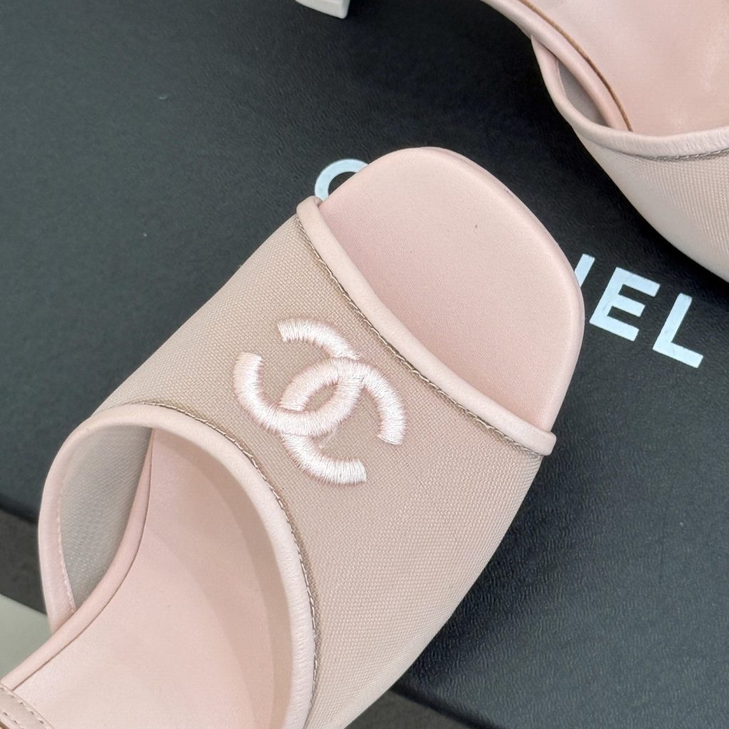 CHANEL CC Logo Mesh Ankle-Strap Pointed Toe Stiletto Heel Sandals