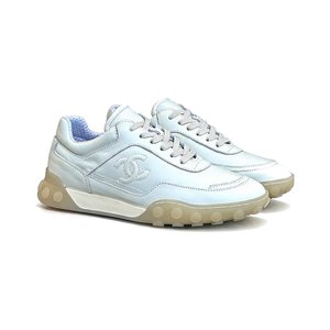 CHANEL Double C Logo Retro Trainer Sneakers in Suede Calfskin and Fabric with Lightweight TPU Sole