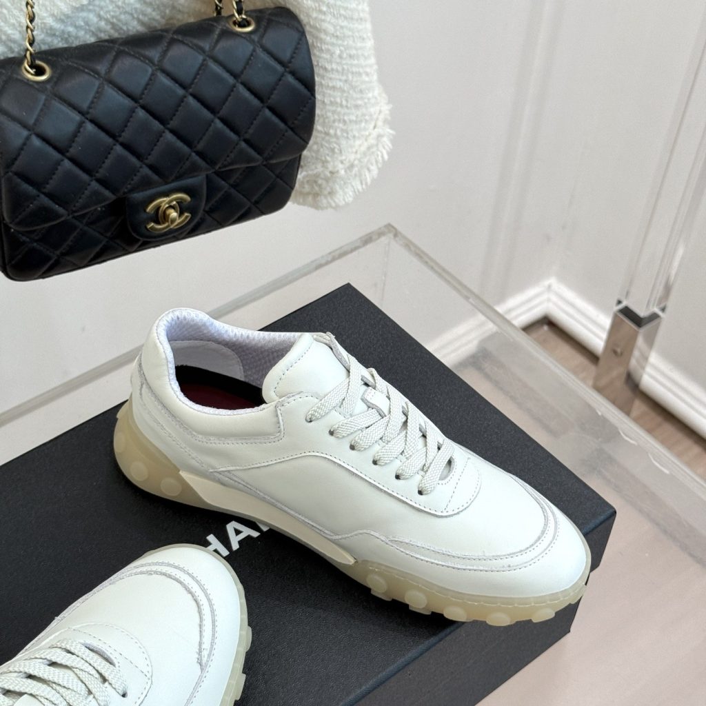 CHANEL Double C Logo Retro Trainer Sneakers in Suede Calfskin and Fabric with Lightweight TPU Sole