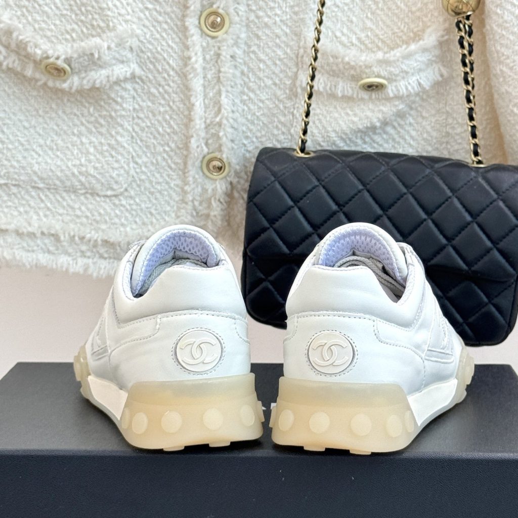 CHANEL Double C Logo Retro Trainer Sneakers in Suede Calfskin and Fabric with Lightweight TPU Sole