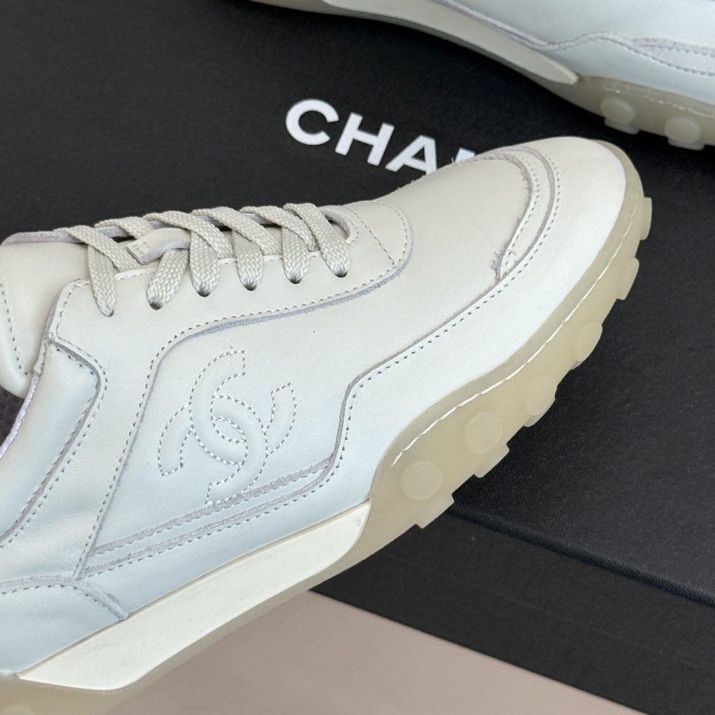 CHANEL Double C Logo Retro Trainer Sneakers in Suede Calfskin and Fabric with Lightweight TPU Sole