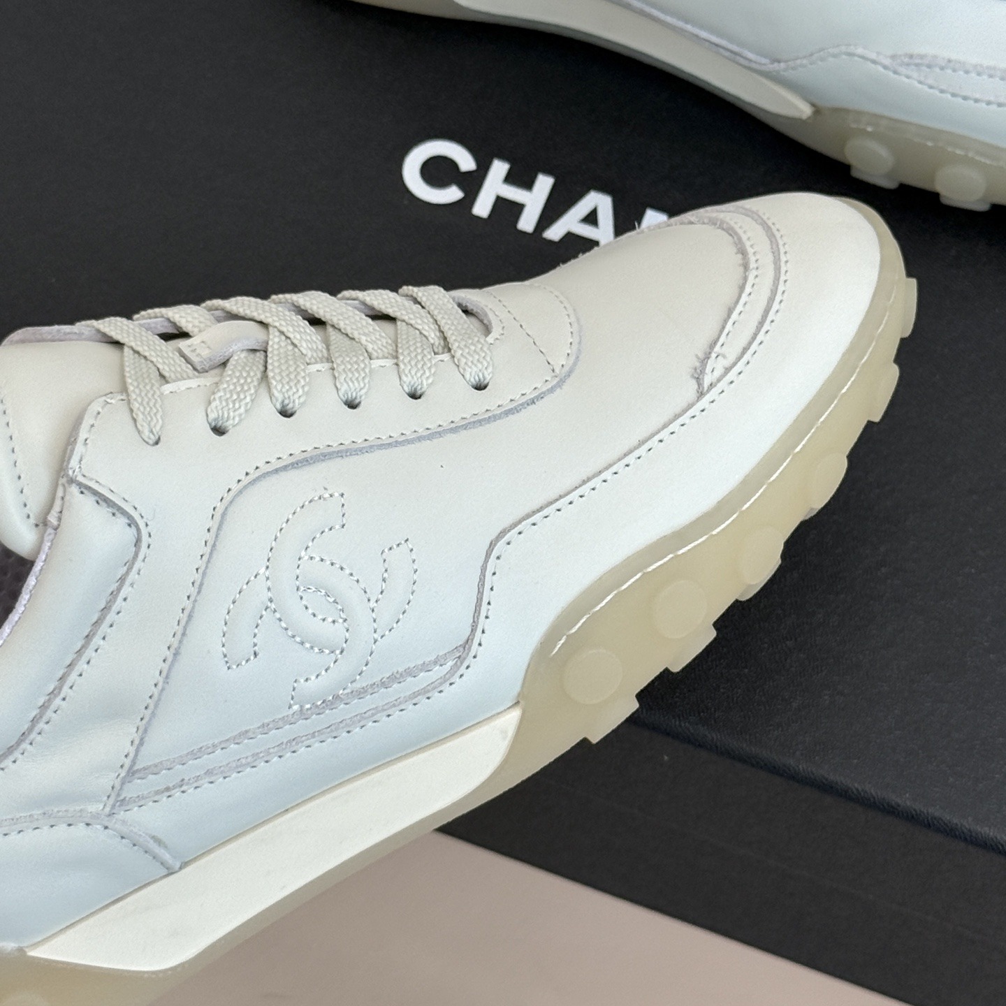 CHANEL Double C Logo Retro Trainer Sneakers in Suede Calfskin and Fabric with Lightweight TPU Sole