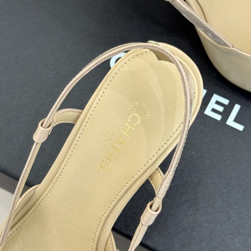 CHANEL Two-tone Pointed Toe Ankle-strap Stiletto Heel Sandals in Lambskin with Italian Leather Sole