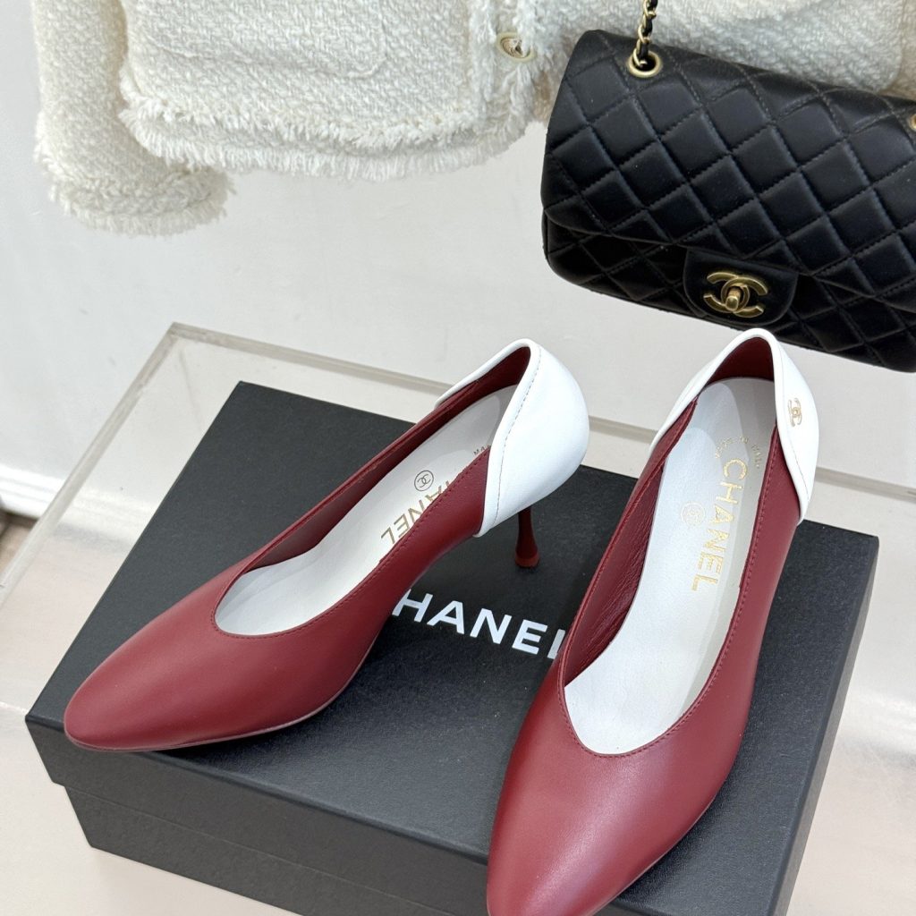 CHANEL Two-tone Double C Pointed Toe High Heel Pumps in Full-grain Lambskin, Italian Sole