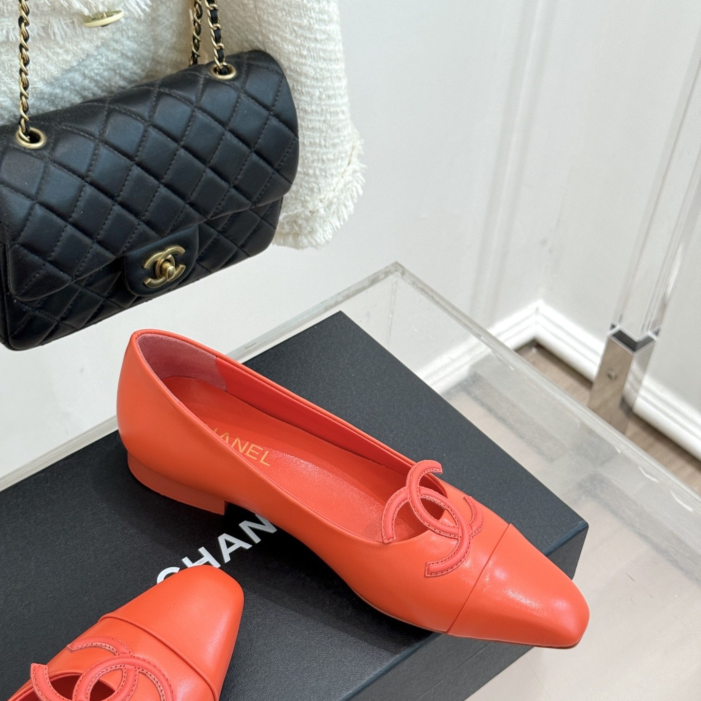 CHANEL Double C Two-tone Flat Ballet Flats in Full-grain Lambskin with Italian Leather Sole