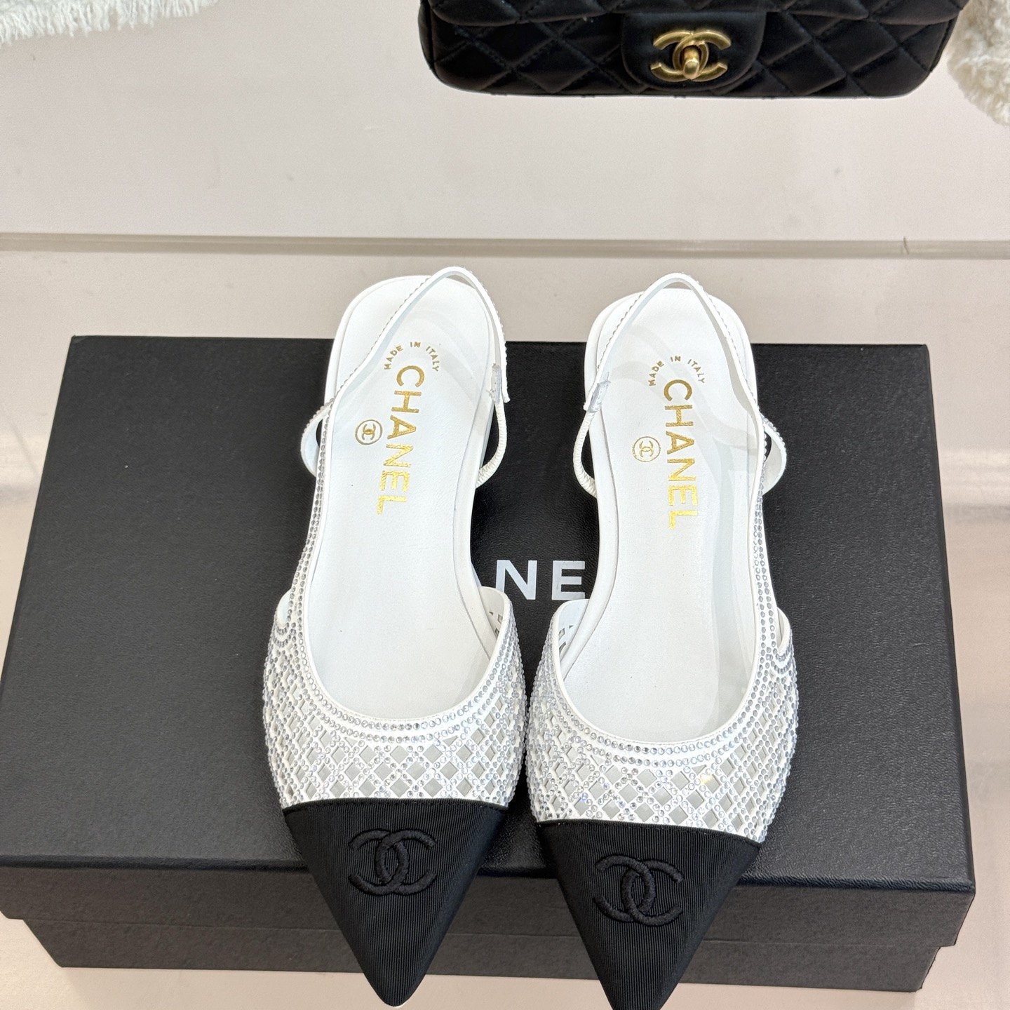 CHANEL Double C Square Toe Glossy Leather Flat Loafers in Genuine Lambskin Italian Leather Sole