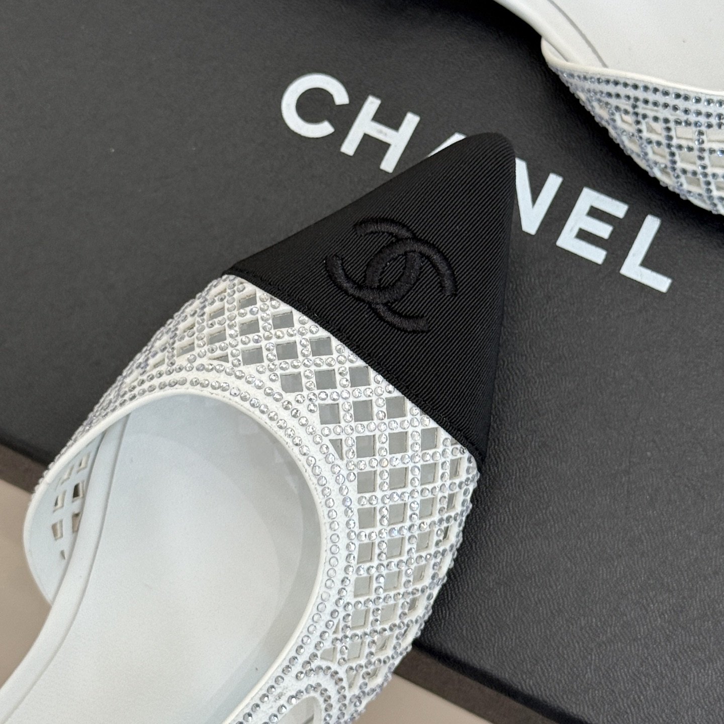 CHANEL Double C Square Toe Glossy Leather Flat Loafers in Genuine Lambskin Italian Leather Sole