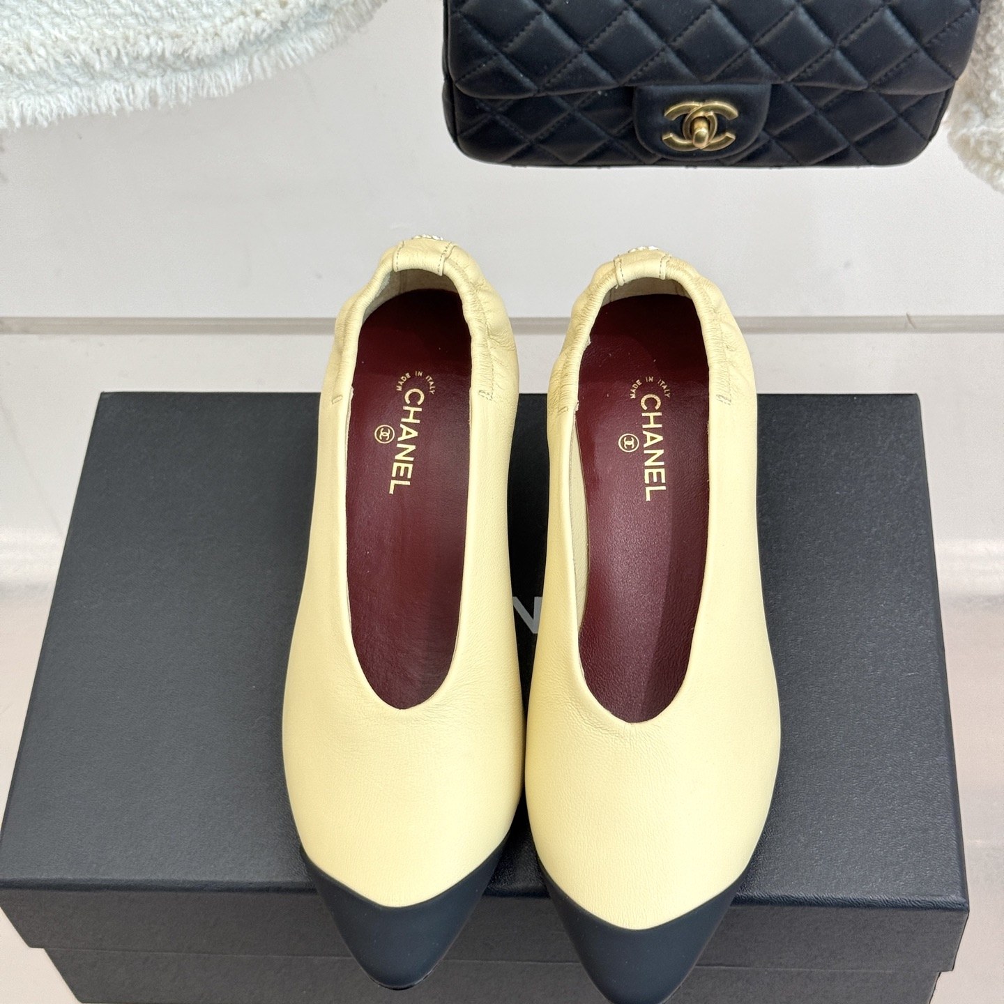CHANEL Double C Colorblock Pleated Kitten Heel Pumps in Genuine Lambskin with Italian Leather Sole