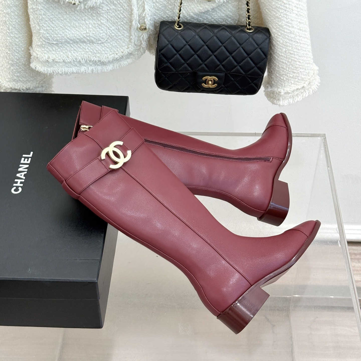 CHANEL Double C Metal Buckle Strap Riding Short Boots in Genuine Cowhide with Lambskin Lining and Italian Leather Sole