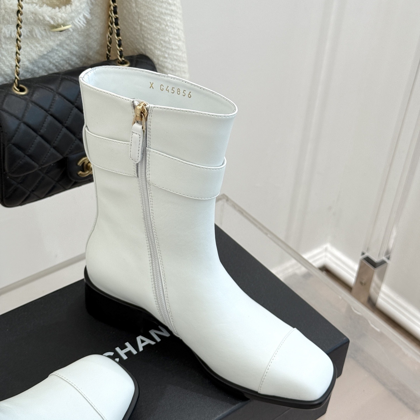 CHANEL Double C Metal Buckle Strap Riding Short Boots in Genuine Cowhide with Lambskin Lining and Italian Leather Sole