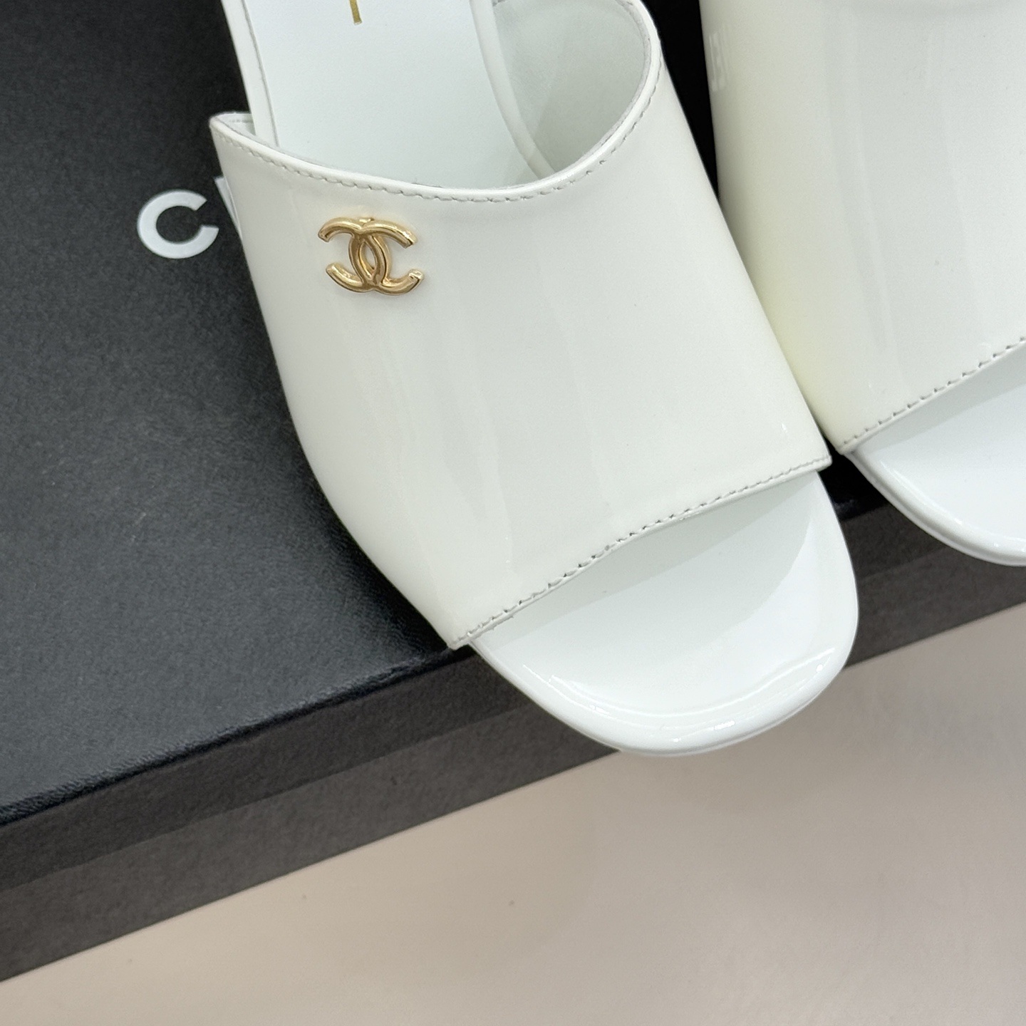 CHANEL Classic Open-Toe High Heel Slippers with Hourglass Heel in Silk Lambskin and Italian Leather Sole