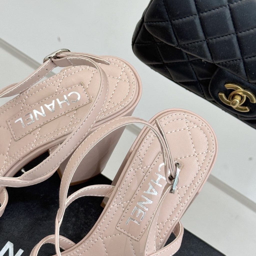 CHANEL Spring Camellia Pearl-Trimmed Block Heel Sandals in Genuine Lambskin with Italian Leather Sole