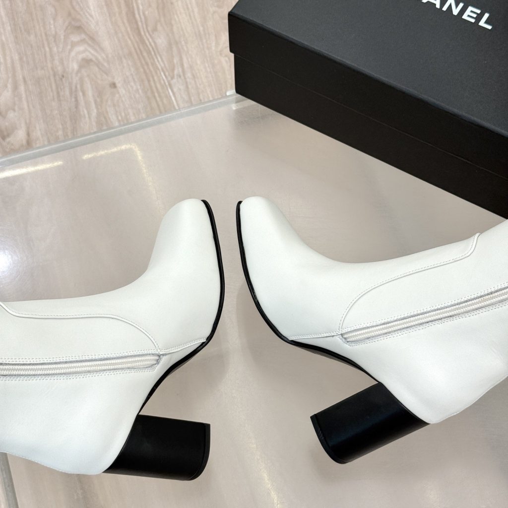 CHANEL Square Toe Block Heel Long Boots in Genuine Lambskin with Italian Leather Sole