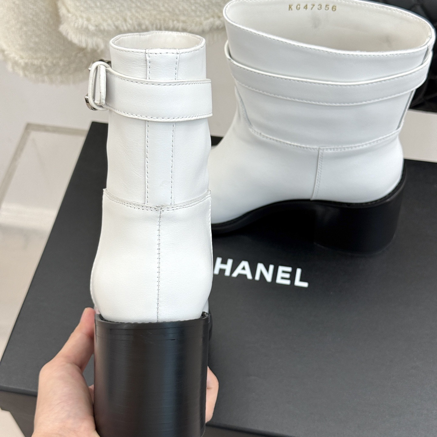CHANEL Double C Metal Buckle Strap Cowhide Riding Short Boots with Lambskin Lining and Italian Leather Sole