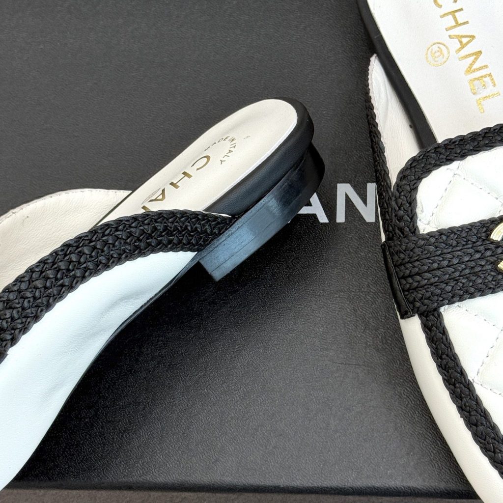 CHANEL Double C Quilted Mule Slippers in Genuine Lambskin with Italian Leather Sole