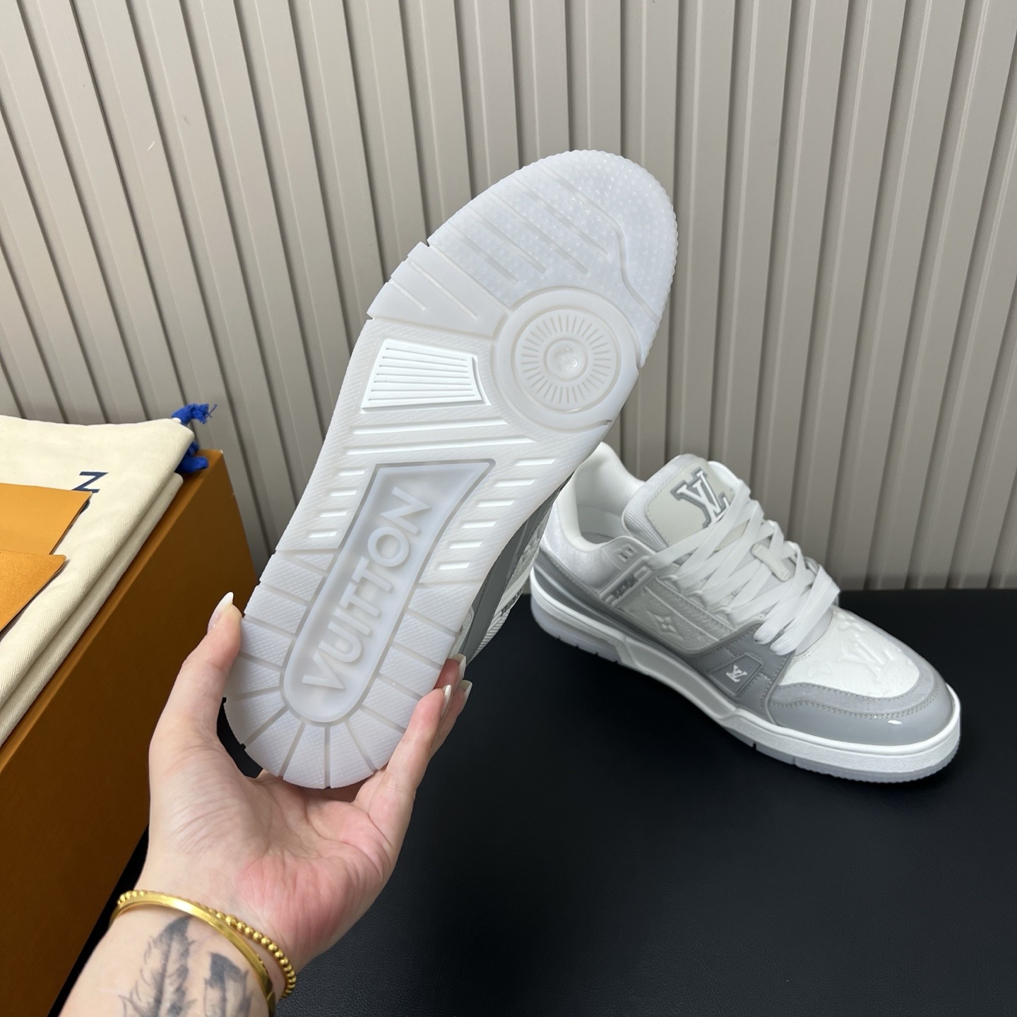 LOUIS VUITTON Trainer Style Sneakers in Genuine Calfskin with TPU Sole